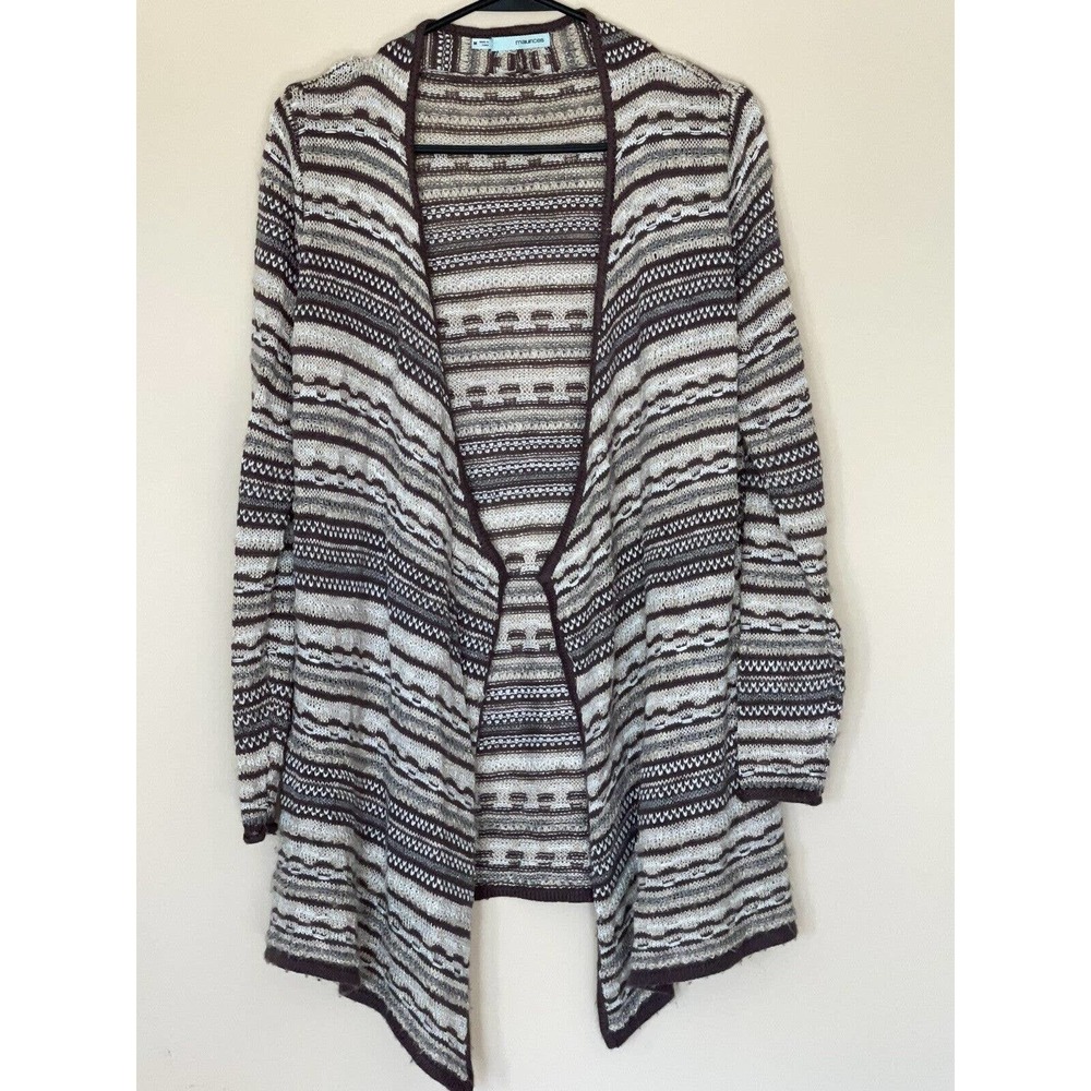 Maurices Women Brown Striped Cardigan Size Medium